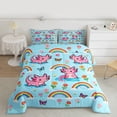 thumbnail image 2 of jejeloiu Kawaii Animals Axolotl Full Size Comforter Sets,Cartoon Rainbow Flower Bedding Sets For Girls Kids Reversible 3pcs, 2 of 8