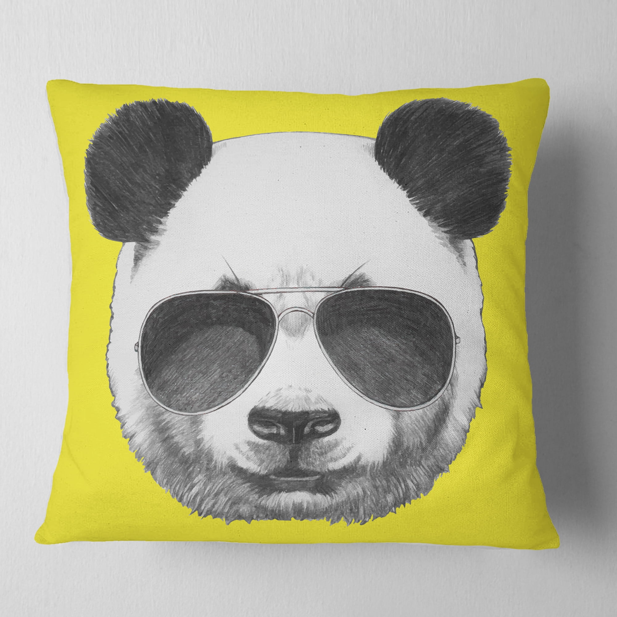 Designart Funny Panda with Sunglasses - Animal Throw Pillow - 18x18