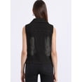 thumbnail image 3 of DARING DIVA Women's Denim Vest Sleeveless Jean Jacket Tops Button Down Waistcoat XS Black, 3 of 6