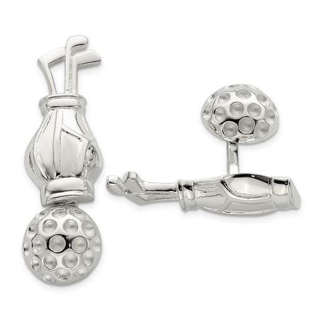 Beautiful Sterling Silver Reversible Golf Clubs &Ball Cufflinks