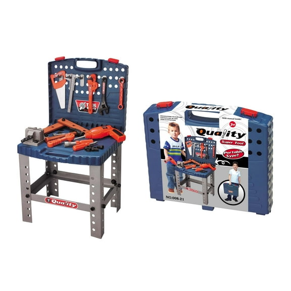 Toolbench Time! 16" Pretend Tool Set Workbench For Kids