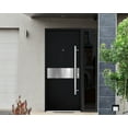 thumbnail image 5 of Front Exterior Prehung Steel Door / Deux 6072 Black Enamel / Side Exterior Window Sidelite / Entry Metal Modern Painted W36+12" x H80" Left hand Inswing, 5 of 5