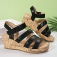 thumbnail image 5 of Dakaela Women's Strappy Wedge Sandals Casual Summer Cork Dressy Platform Shoes Work Walking Sandal, 5 of 8