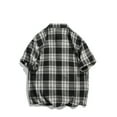 thumbnail image 3 of WREESH Men's Button Down Shirts Short Sleeve Plaid Shirt with Button-Open Pockets for a Classic Men's Summer Wardrobe Black, 3 of 5