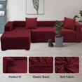 thumbnail image 4 of CJC Sectional Couch Covers Stretch L Shape Sofa Covers with Elastic Bottom, 2pcs Sofa Slipcovers for 3 + 4 Seater Sectional Chaise Slipcover (Wine Red), 4 of 8
