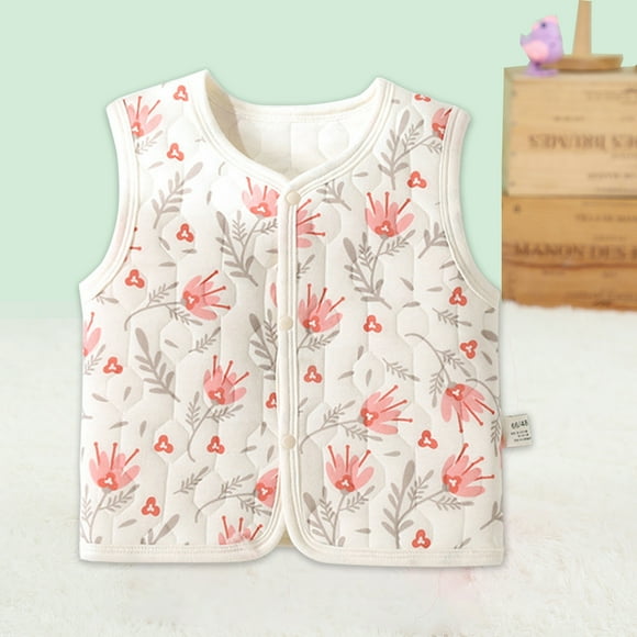 Dvkptbk Baby Toddler Girls Boys Cotton Vest Three-layer Inner Quilted Sleeveless Top Soft Waistcoat Sleeveless Jacket Lightweight Vests 3 Month-3 Years
