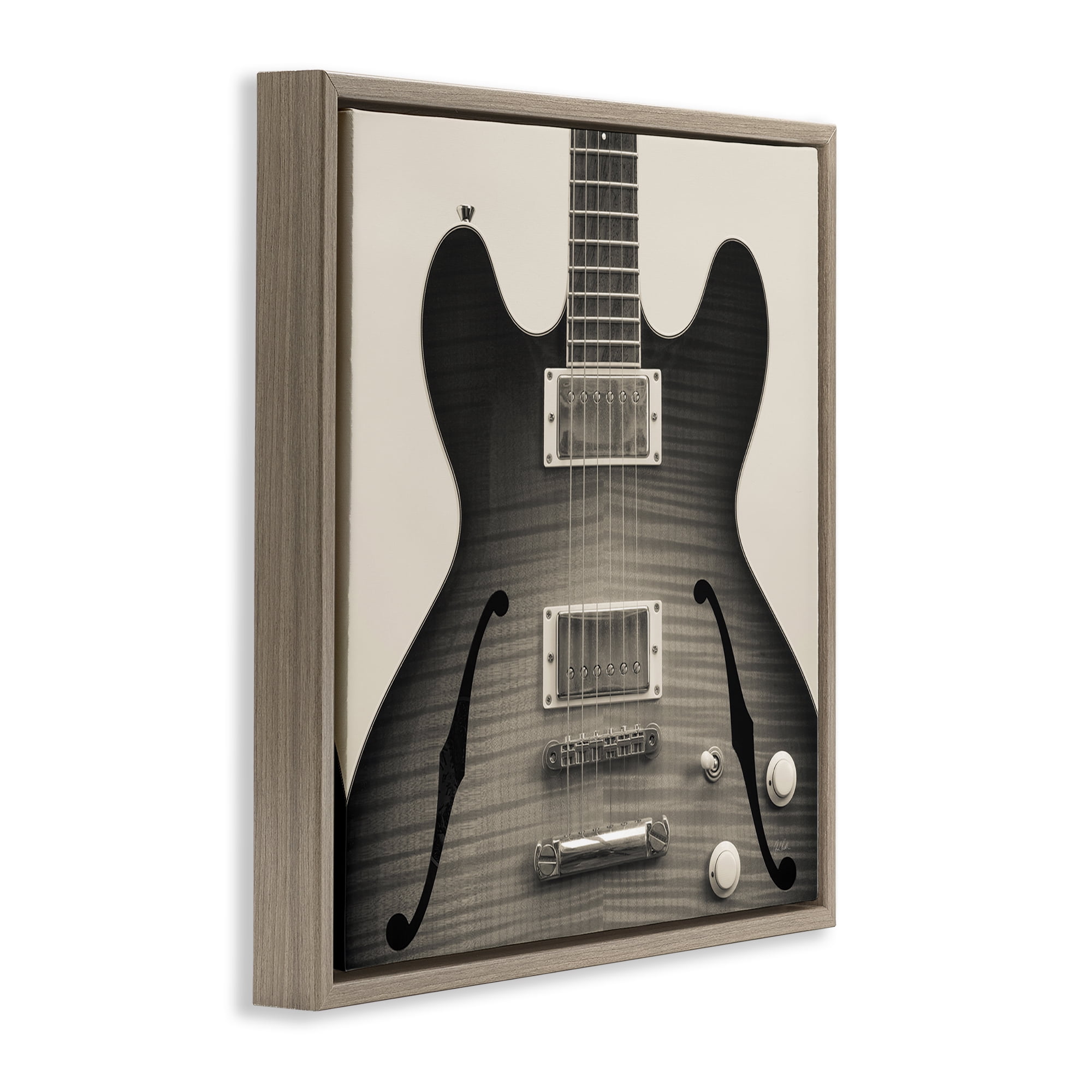 Stupell Industries Classy Electric Guitar Entertainment Photography Brown Floater Framed Canvas Art Print Wall Art, 25 x 25