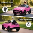 thumbnail image 4 of Rock Wheels Licensed Lamborghini Urus Ride On Truck Car Toy, 12V Battery Powered Electric 4 Wheels Kids Toys w/ Parent Remote Control, Foot Pedal, Music, Aux, LED Headlights, 2 Speeds (Pink), 4 of 9