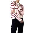 thumbnail image 2 of Women'S Round Neck Striped Cropped Knit Cardigan Red S, 2 of 8