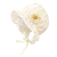 thumbnail image 6 of Boys Girls Beanies Baby Girl Breathable Lacy Bonnet Cute Flower Decorations Toddler Cap Sun Hat(0 12 Months) Ski Hat,1-12 Months,A60-Beige, 6 of 6