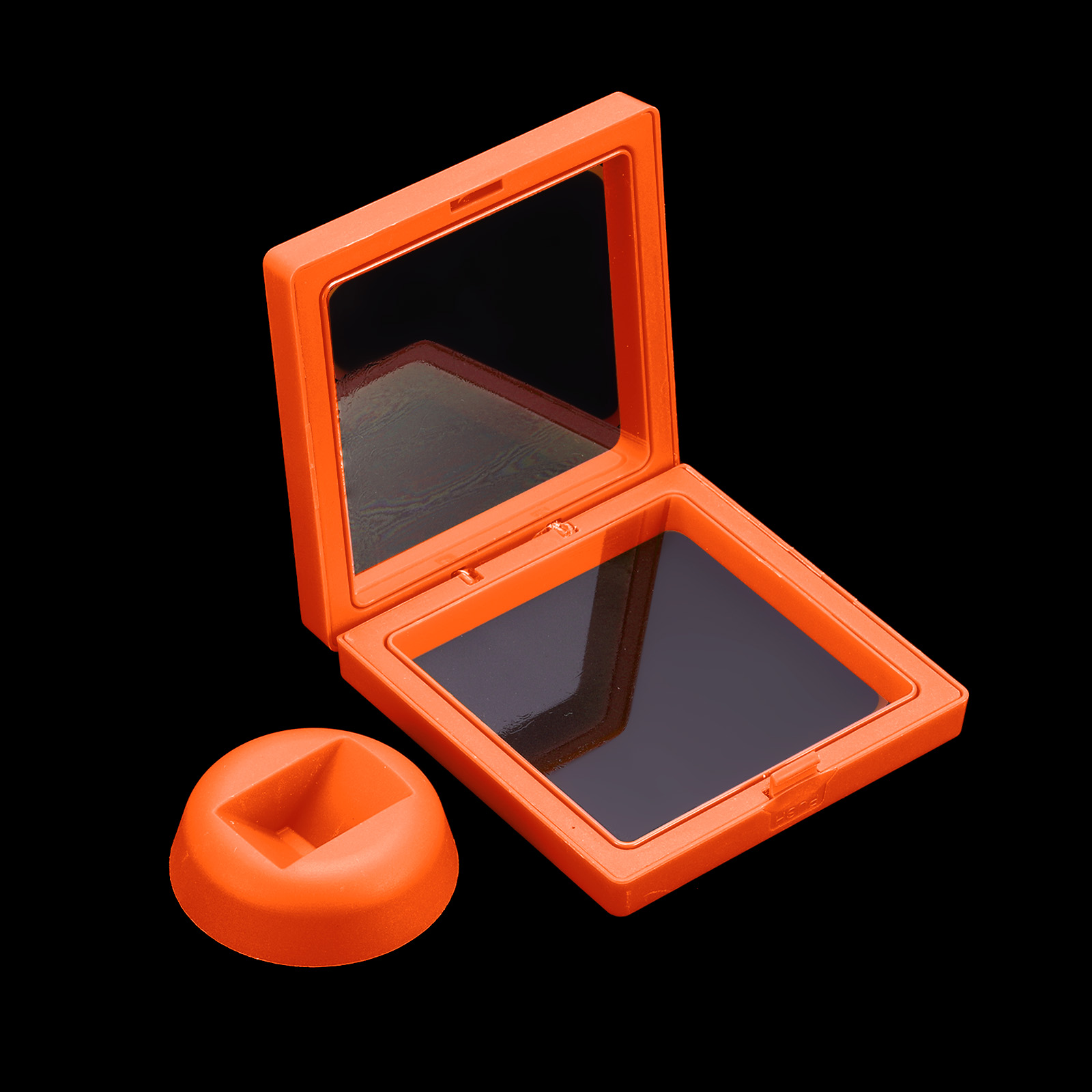 Unique Bargains 4Pcs Floating Frame Display Holder Stand 3.54" x 3.54" x 0.8" Orange