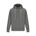 thumbnail image 3 of WREESH Men's Solid Color Lightweight Hoodie Mock Neck Button Drawstring Sweatshirt Casual Athletic Hood Pullover Dark Gray, 3 of 7