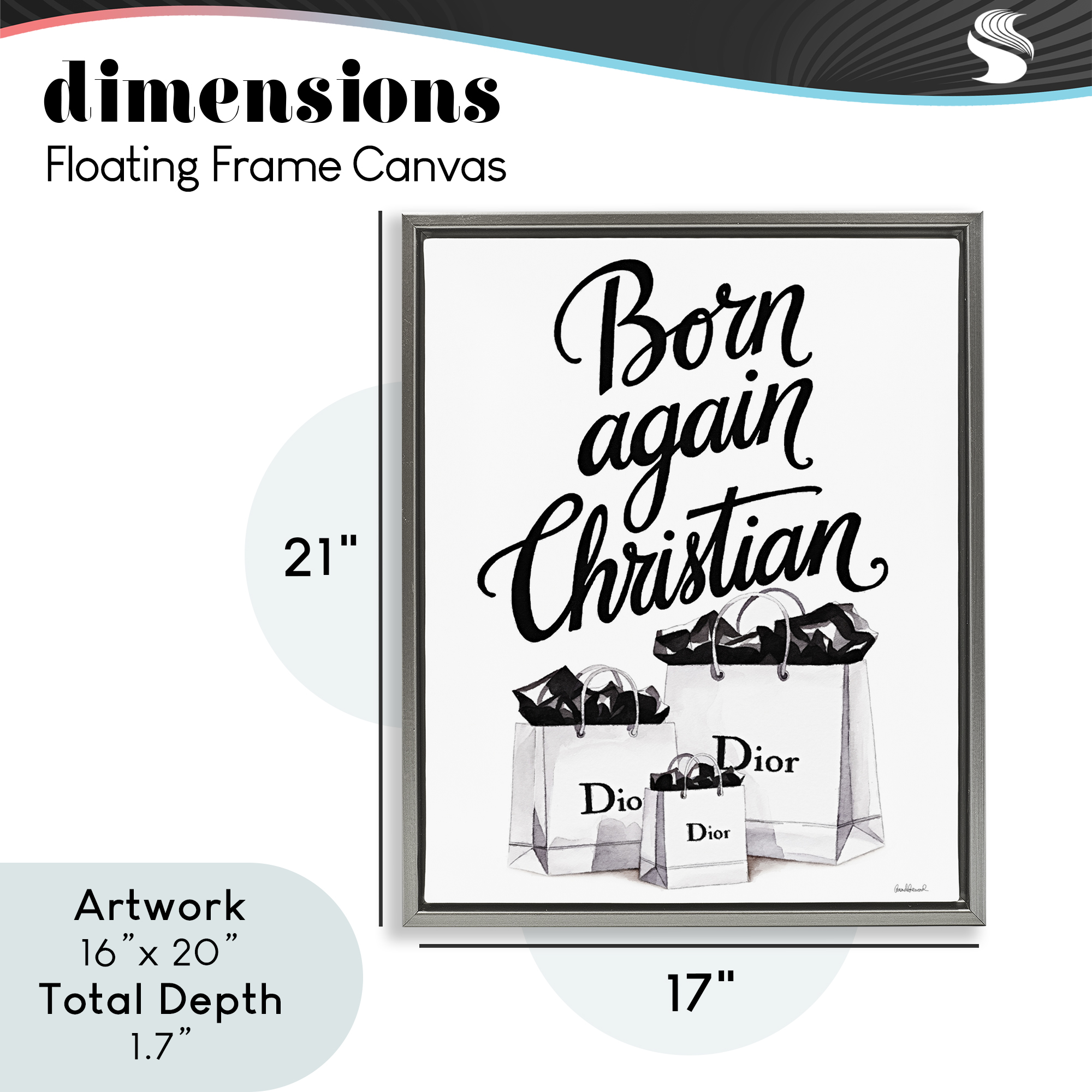 Christian & Shopping Bags Gray Framed Floater Canvas Wall Art, design by Amanda Greenwood