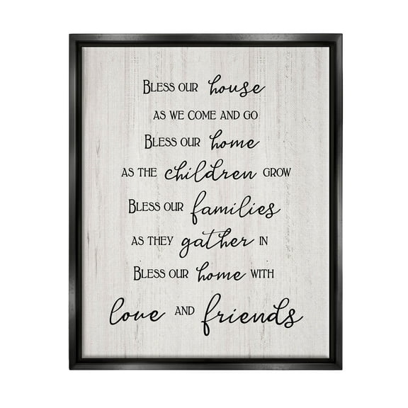 Stupell Industries Bless Our House Family Phrase Graphic Art Jet Black Floating Framed Canvas Print Wall Art, Design by CAD Designs