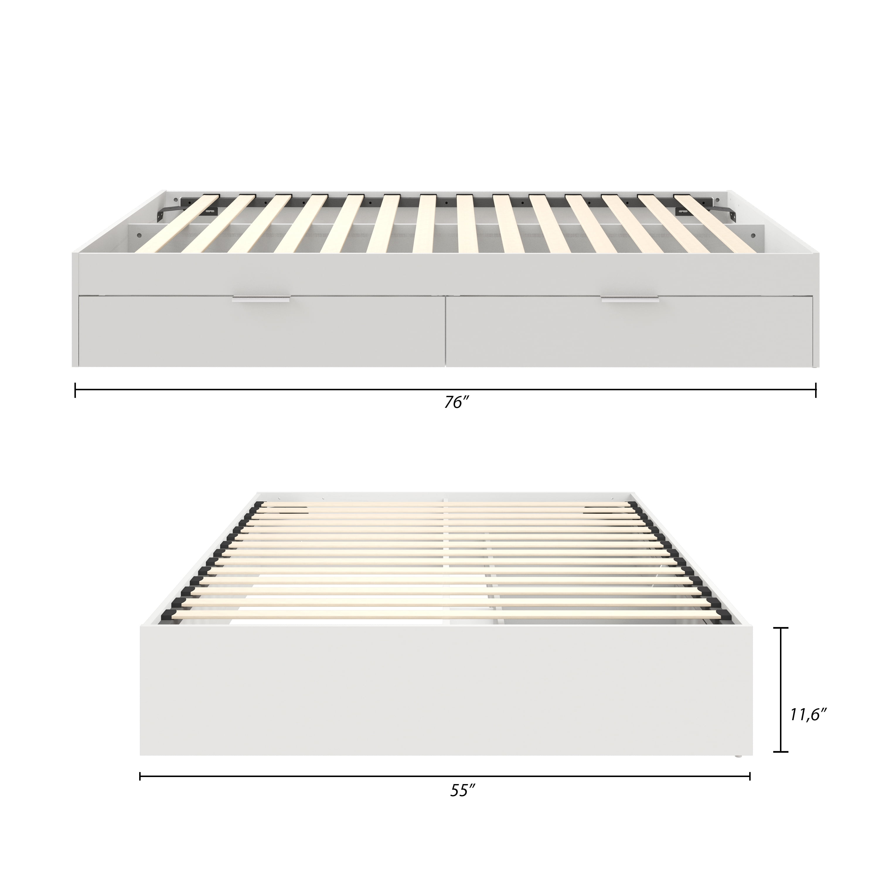 Nexera Hunter Full Size 2-Drawer Storage Bed Frame, White