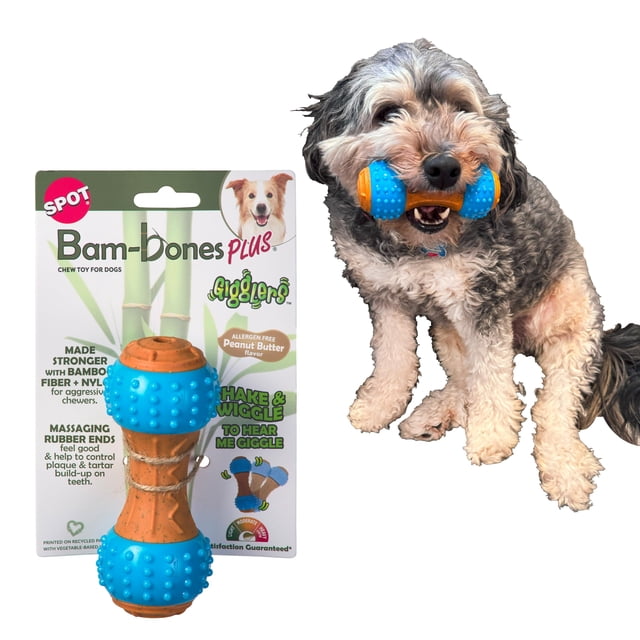Mancuerna SPOT Bam-Bones Plus Gigglers para perros, 14 cm