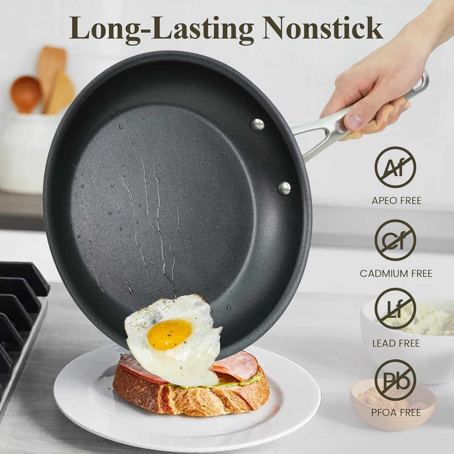 Chef Power 4 Pcs Pots and Pans Set, Hard Anodized Cookware Set, Nonstick Pan, Fit Induction, Oven, Dishwasher, Stainless Steel Handle, Essential (4 Pieces)