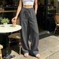 thumbnail image 2 of Liuinsasek Women's Loose-Fit Pants Elastic Waistband and Drawstring High-Waisted Stylish and Versatile Solid-Color with Pockets, 2 of 7