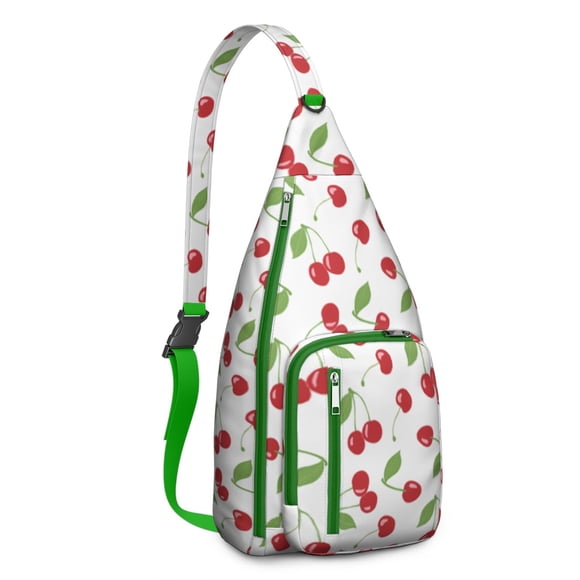 Sac à Dos à Bandoulière Motif Cerise pour Femmes Hommes – Sac de Voyage Mignon avec Imprimé Fruit Rouge – Sac à Bandoulière Léger pour Amateurs de Cerises, Usage Extérieur et Quotidien