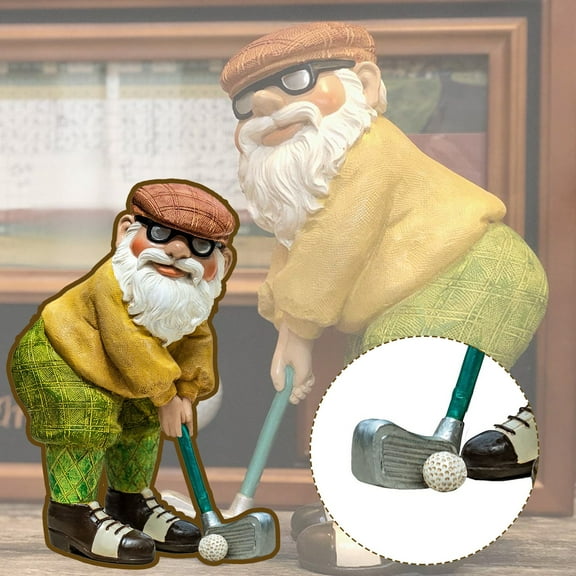 Garden Golfing Gnome Statue Decorative, Adorable Flower Bed Decor Gnome Sculpture for Patio Lawn,Yard Patio Art Decor Dwarf Figurines Table Ornament