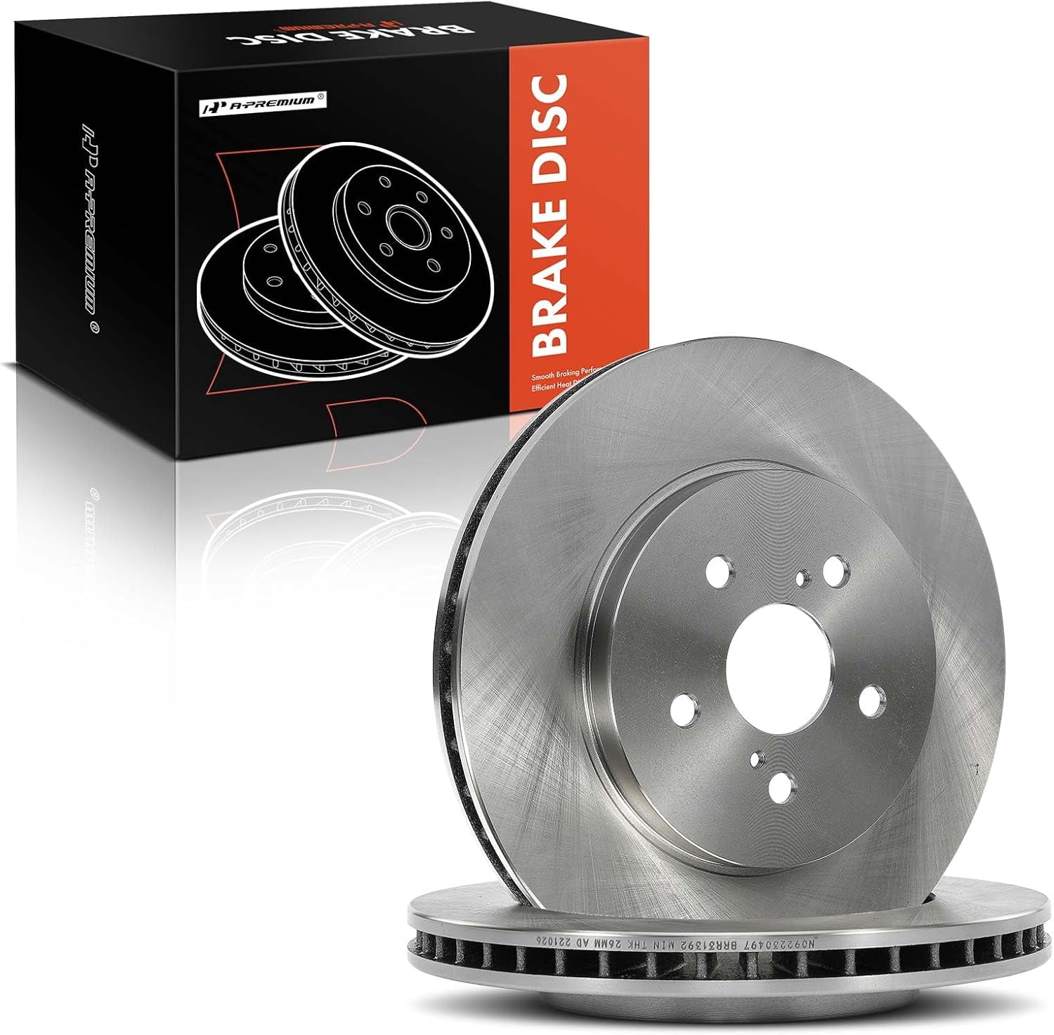 A-Premium Front Disc Brake Rotors Set Compatible with Toyota Highlander 2006-2007 & Lexus RX330 2004-2006, RX350 2007-2009, RX400h 2006-2008 2-PC Set