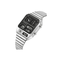 thumbnail image 2 of HUMPBUCK DIGITEMP 2301 Reloj Multifuncional; Doble horario, Alarma, Luz led, Color Plateado Cara negra, 2 of 5