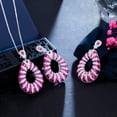 thumbnail image 6 of Creative Rose Red CZ Lady Long Dangle Drop Earrings Pendent Necklace Jewelry Set, 6 of 8