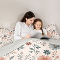 thumbnail image 4 of Homewish Retro Boho Floral Queen Comforter Set,Watercolor Flower Comforter Sets Queen,Pink,Light Gray Reversible,3-Piece,1 Comforter and 2 Pillowcases, 4 of 7