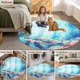 thumbnail image 2 of Rectangle Rug 4ft Area Rug, Summer Sea Turtle Starfish on Blue Area Rugs for Living Room Bedroom, Watercolor Coral Floor Mat Non-Slip Non-Shedding Carpet Indoor Accent Rugs, 2 of 9