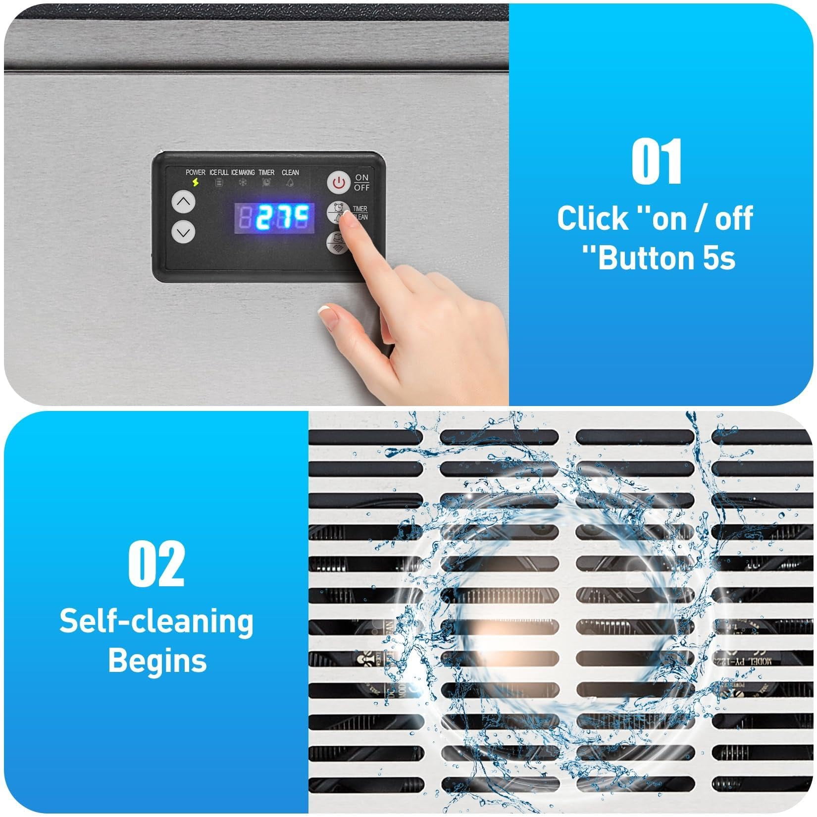 Towallmark Ice Maker – Self-Cleaning Nugget Machine with High Production Capacity, White