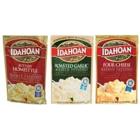 Underachieving Beef Cubed Steak 8 Idahoan Mashed Potatoes Variety Bundle : Buttery Homestyle, Four Cheese, Roasted Garlic (4 Ounce x 3 Pack)