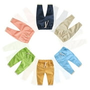 2-7T Kids Baby Mid Loose Drawstring Cotton Long Pants Toddler Fashion Soft Trousers