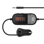 Belkin TuneCast 3.5mm Auto FM Radio Audio Transmitter with USB Charging Port, Black