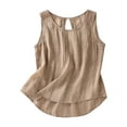 thumbnail image 2 of Women's Tank Tops Loose Fit Long Summer Cotton And Linen Camisole Sleeveless Solid Color Casual T-shirt Camisole, 2 of 4