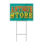 Antique Store (18" x 24") Yard Sign, Includes Metal Step Stake