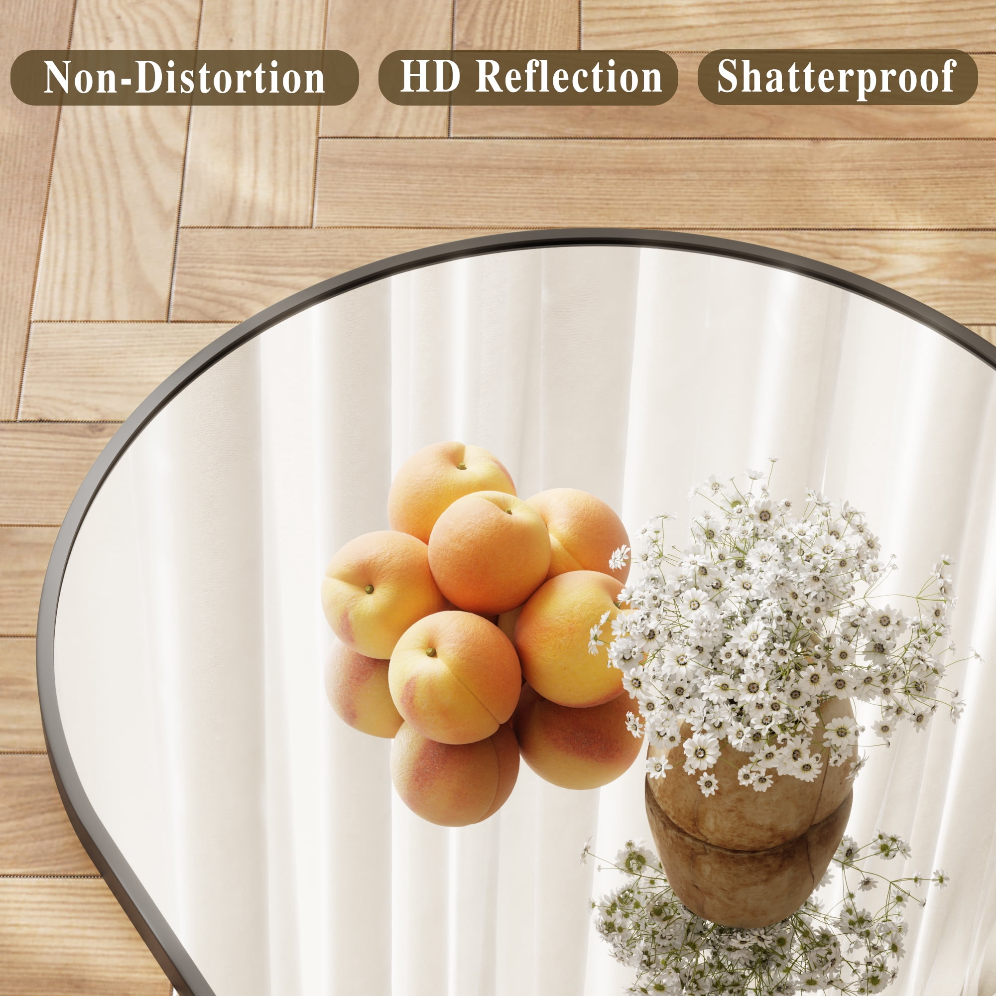 Anyrose 59.2"x16" Arched Full Length Mirror Free standing Floor Mirror Wall Mounted, Black