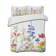 thumbnail image 2 of Quilts Twin XL Size, Spring Floral Soft Comforter Bedding Set for Bed, Colorful Summer Watercolor Botanical Lightweight Quilted Bedspread with Pillow Cover(2 Pieces) for All Season, 68x98 Inch, 2 of 6
