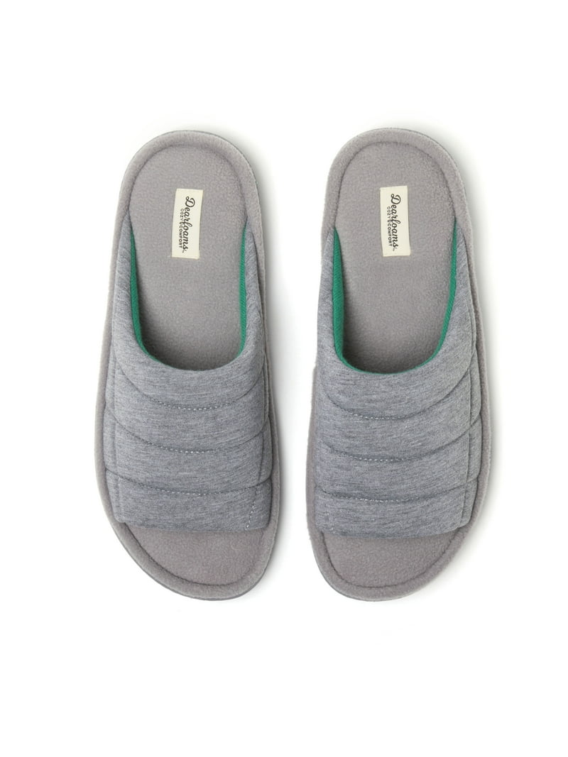 Dearfoams Men's Quilted Jersey Slide Slippers with Memory