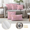 thumbnail image 6 of Christmas Pink Outdoor Waterproof Pillow Covers, Xmas Winter Snowflakes New Year Holiday Decorative Square Throw Pillowcase Sofa Cushion Sham for Patio/Couch/Chair, 24"x24" 2 Pack, 6 of 8