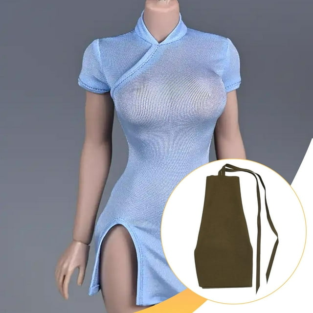 Vestido de mujer a escala 1:6, informal, elegante, minivestido para muñeca, falda corta, disfraz para crear tus propias muñecas, figura de acción de Verde oscuro