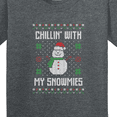 thumbnail image 4 of Inktastic Chillin' with My Snowmies Sweater Style Snowman Youth T-Shirt, 4 of 5