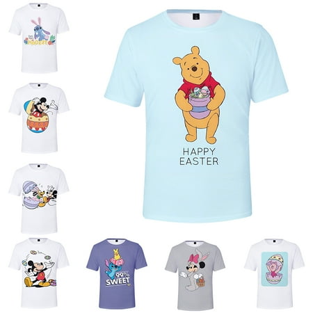 

Stitch Mickey Mouse Winnie the Pooh patterns Easter Day Summer Short Sleeve T-shirt Suitable For Commuting Family Outings Wear Clothes