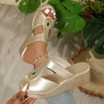 thumbnail image 5 of Xucatan Women's Rhinestone Wedge Sandals, Metallic Faux Leather Open Toe Mules, Glamorous Plus Size Slip On Shoes for Evening Events Gift, 5 of 9