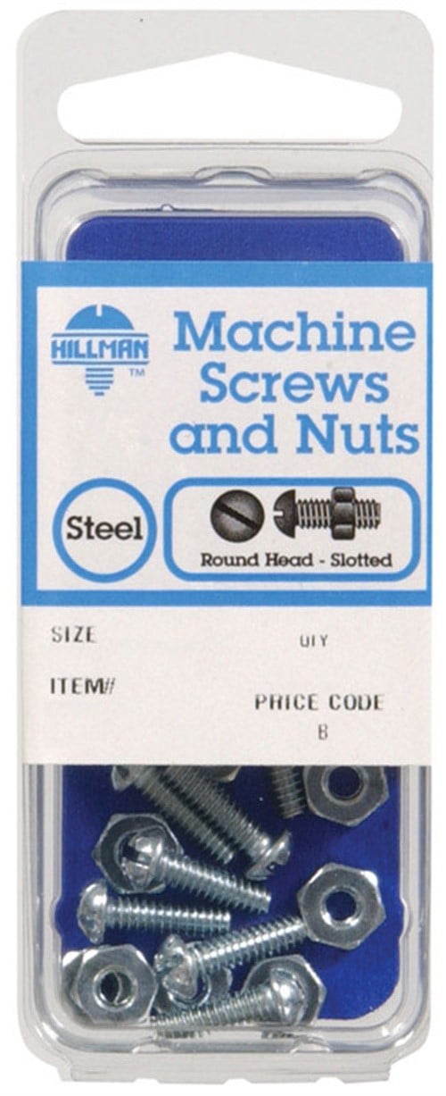 10-Pack The Hillman Group 7665 Round Head Combo Machine Screw with Nut 8-32-Inch x 1/2-Inch