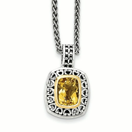- Sterling Silver with 14k Antiqued Citrine Necklace
