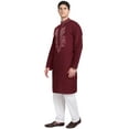 thumbnail image 3 of SKAVIJ Kurta Pajama Set for Men Long Sleeve Cotton Party CasualRed XL, 3 of 6