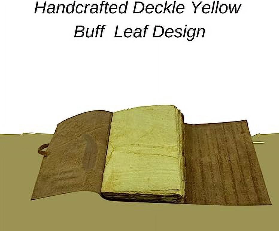 OVERDOSE Deckle Yellow Buff Leaf Leather Journal - Vintage Travel Journal for Men & Women Sketch Writing Diary Book of Shadows Handmade Vintage Deckle Edge Paper - 5 x 7 inches | 12 x 17 cm | A6