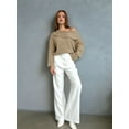 thumbnail image 6 of Women Off Shoulder Sweater Top Long Sleeve Knitted Pullover Casual Loose Oversized Trendy Vintage Knitwear Tops Khaki M, 6 of 8