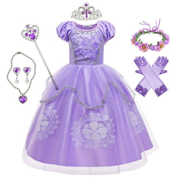 Vestido de Princesa Sofía para niña, disfraz de Cosplay con apliques de perlas, ropa de tul mullida de lujo para Halloween, nuevo Fivean unisex