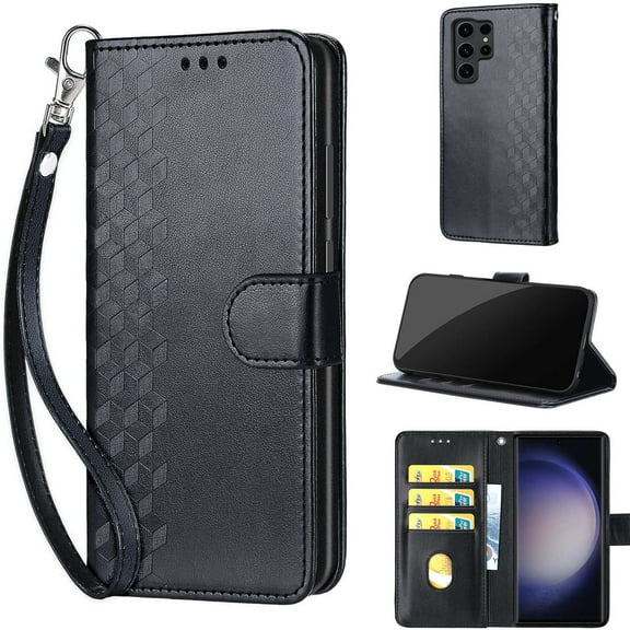 TECH CIRCLE For Galaxy S20 Wallet Case,Folio Flip Kickstand Shockproof Protective PU Leather Cover with Card Slot Cash Pocket Carrying Wrist Strap for Samsung Galaxy S20 5G 6.2" 2020,Black